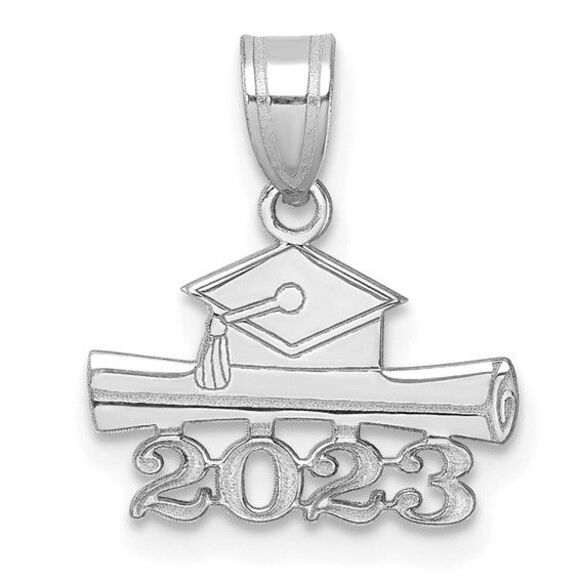 Kazi Luxury 14K White Gold 2023 Graduation Cap & Diploma Charm
